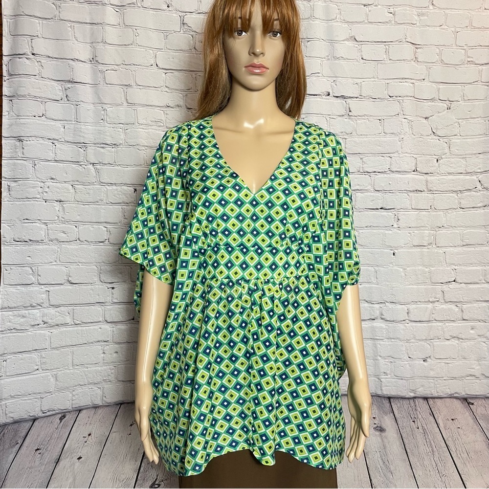 JB Julie Brown Cotton Silk Green Top Size M